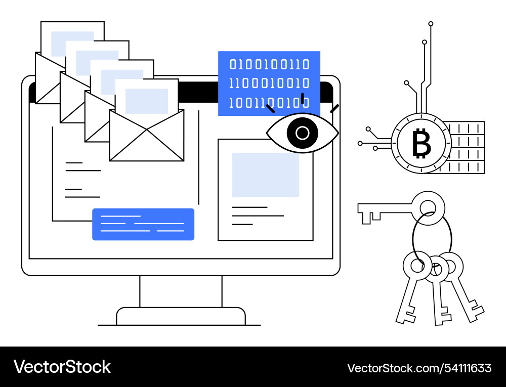 Digital security concept with emails blockchain Vector Image