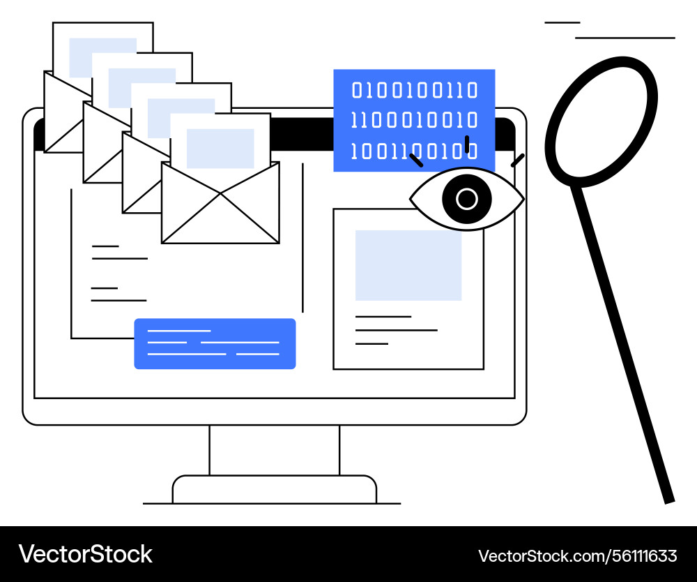 Email security and privacy concept with monitoring Email security and privacy concept with monitoring vector image