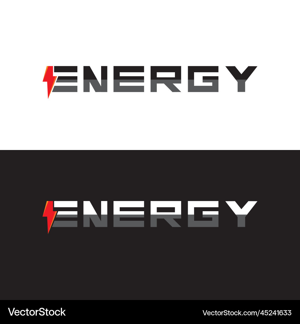 Energy text font dynamic logo with lightning Energy text font dynamic logo with lightning Vector Image