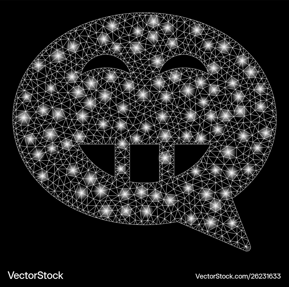 Glowing mesh network laugth smiley message Glowing mesh network laugth smiley message vector image