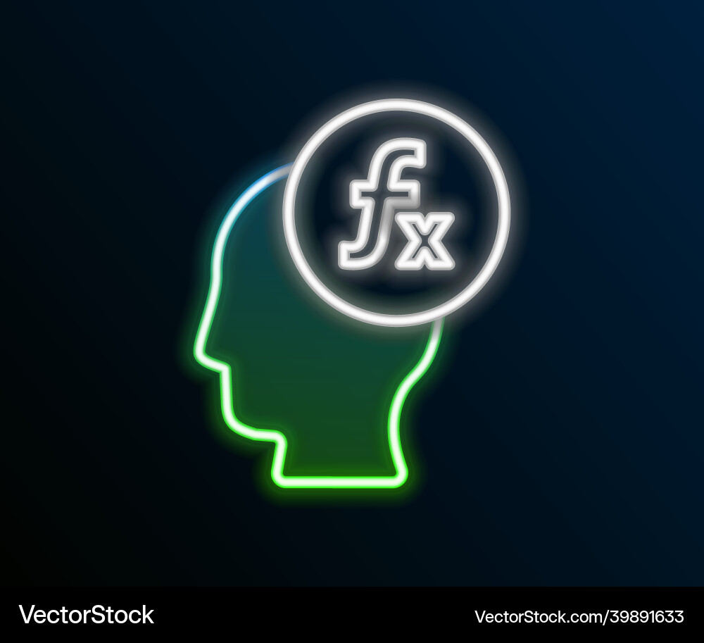 Glowing neon line function mathematical symbol Glowing neon line function mathematical symbol vector image