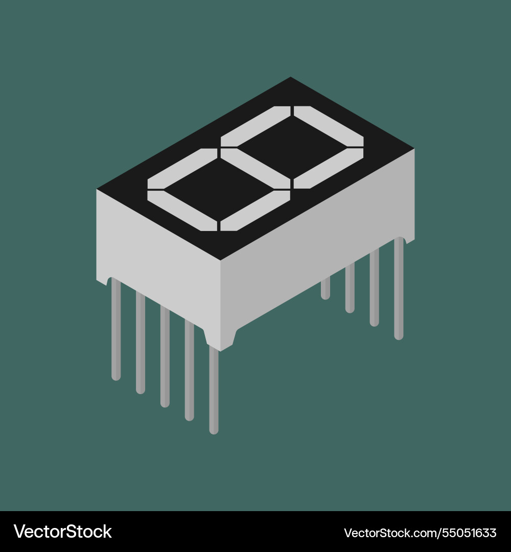 Isometric seven segment display device vector image