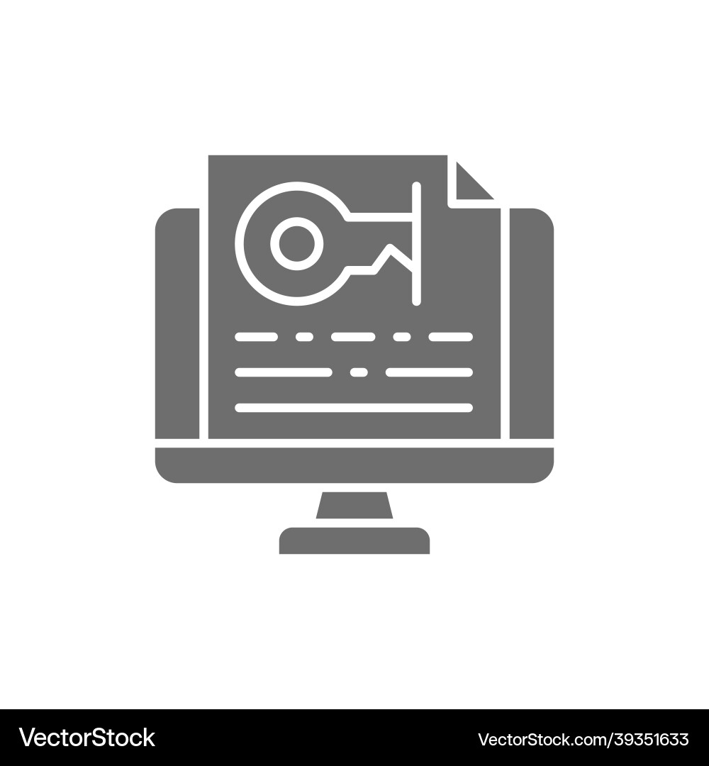 Monitor with password text key grey icon Monitor with password text key grey icon vector image