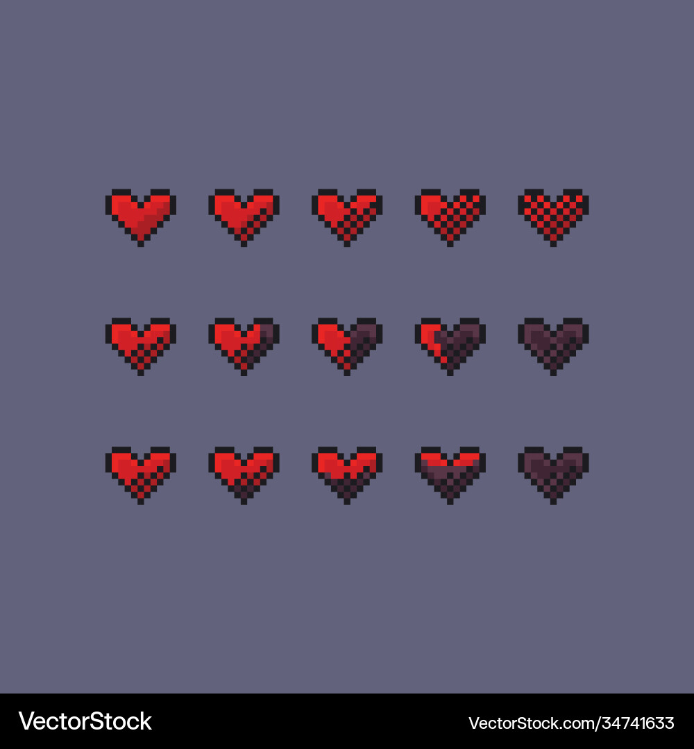 Pixel art game design interface set - red Pixel art game design interface set - red vector image
