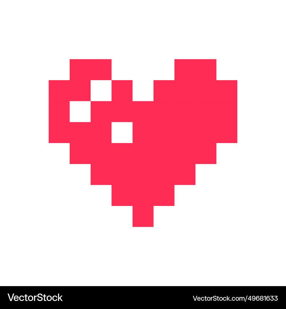 Pixel heart red 8 bit for poster pattern print Vector Image