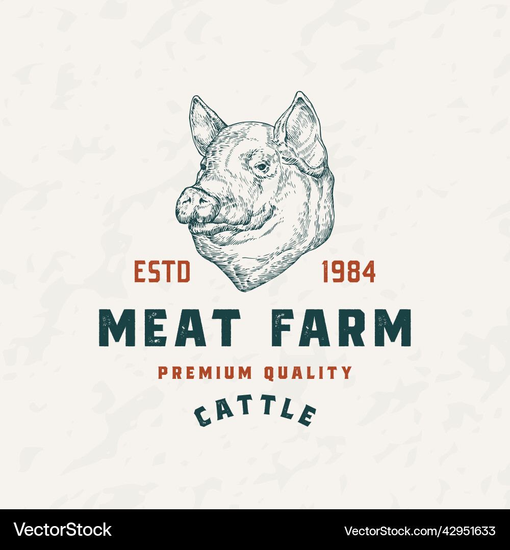 Pork meat farm retro badge logo template hand Pork meat farm retro badge logo template hand vector image
