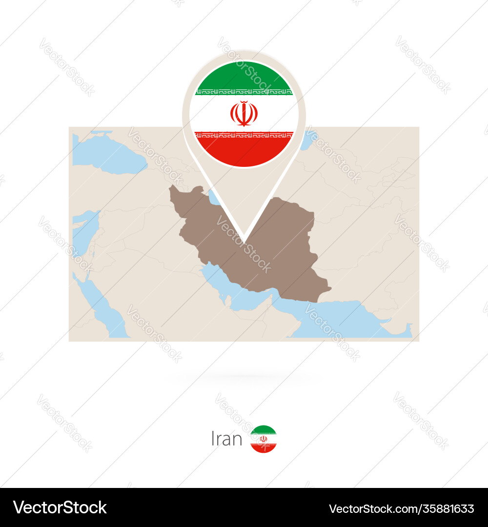 Rectangular map iran with pin icon Rectangular map iran with pin icon vector image