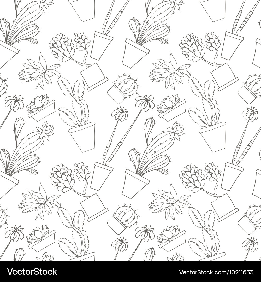 Seamless cactus pattern Vector Image