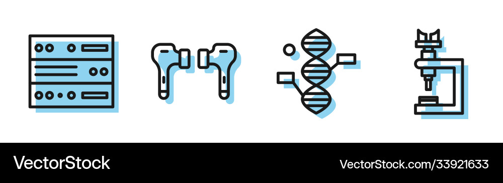 Set line dna symbol server data web hosting Set line dna symbol server data web hosting vector image