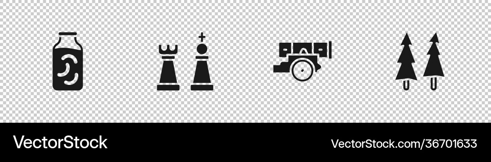 Set pickled cucumbers in a jar chess cannon Vector Image