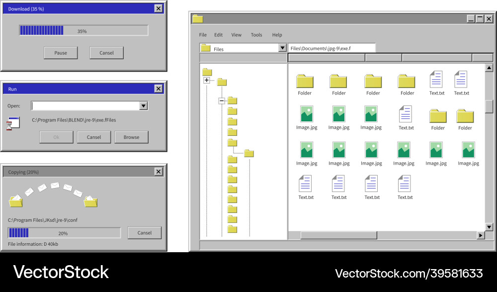 Windows xp application interface with buttons Windows xp application interface with buttons vector image