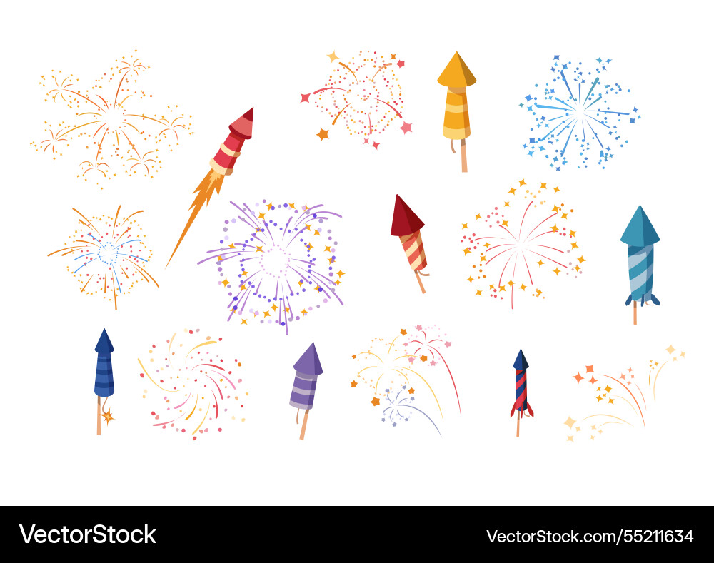 A set with the image of fireworks A set with the image of fireworks vector image