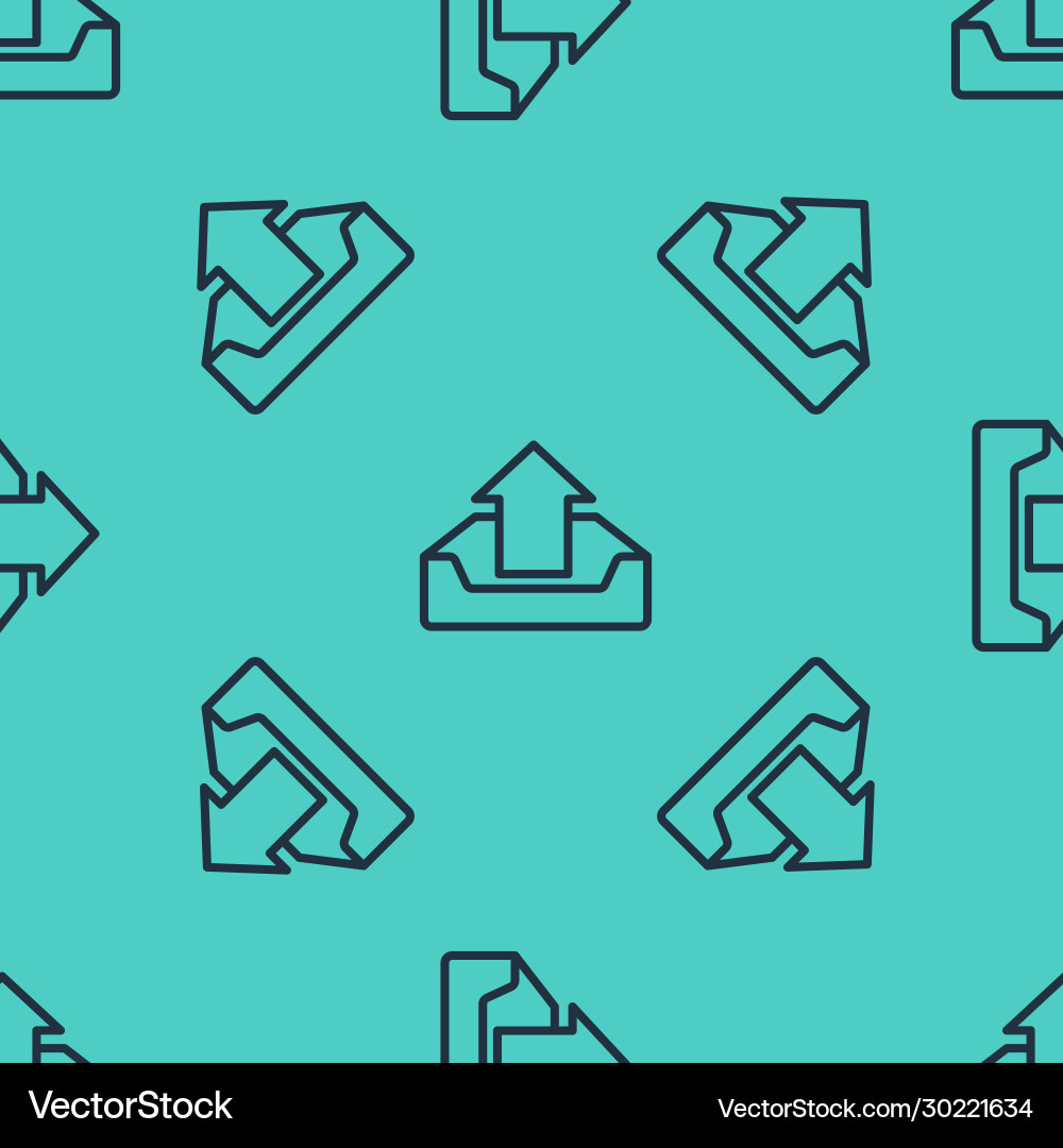 Black line upload inbox icon isolated seamless Vector Image