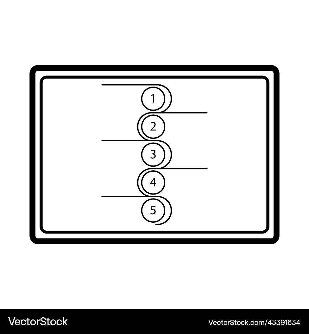 Computer screen and numbers up to five sign Computer screen and numbers up to five sign Vector Image