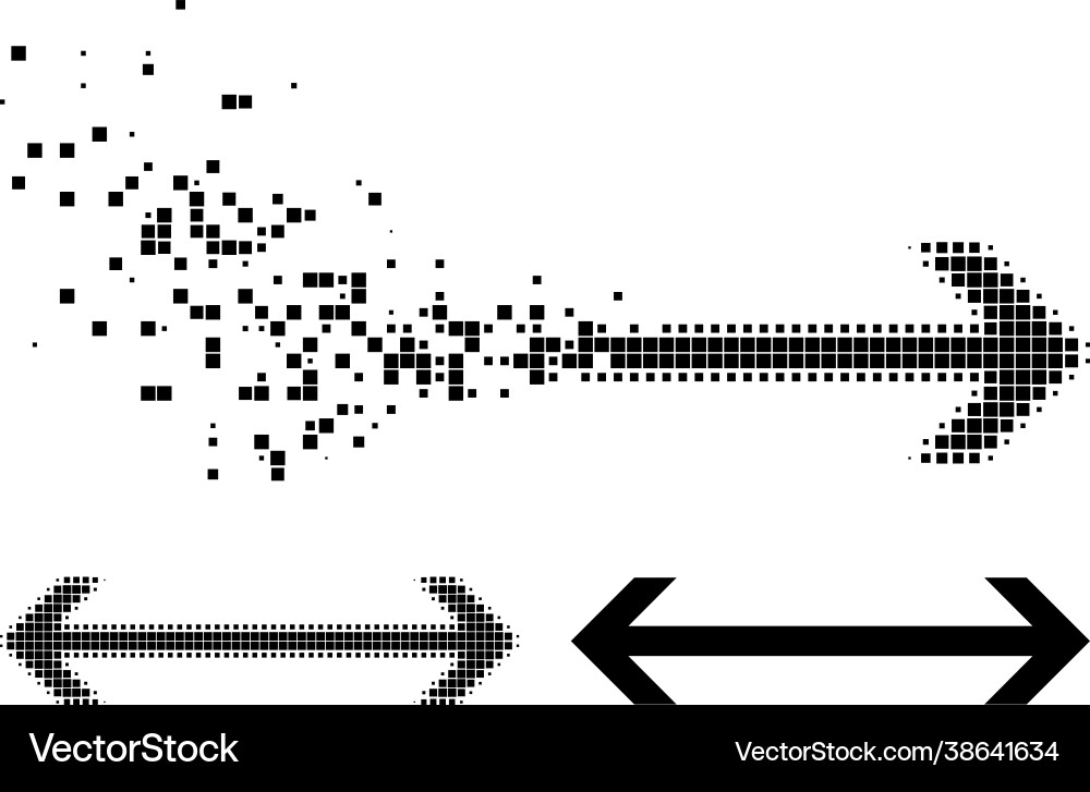 Disintegrating and halftone dot horizontal flip Disintegrating and halftone dot horizontal flip vector image