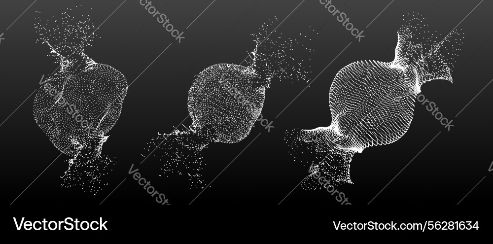 Dot sphere explosion with particle burst effect Dot sphere explosion with particle burst effect vector image