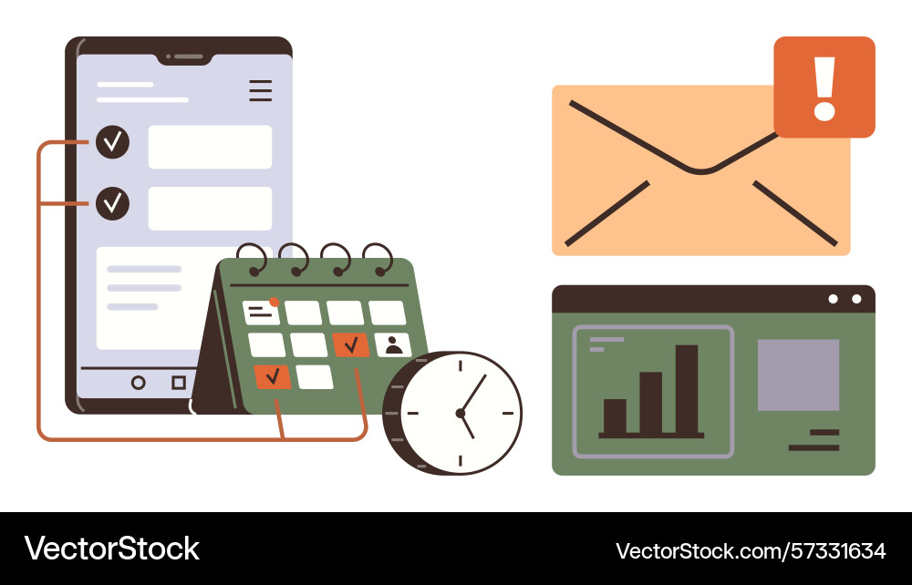 Efficient task management with notifications Efficient task management with notifications Vector Image