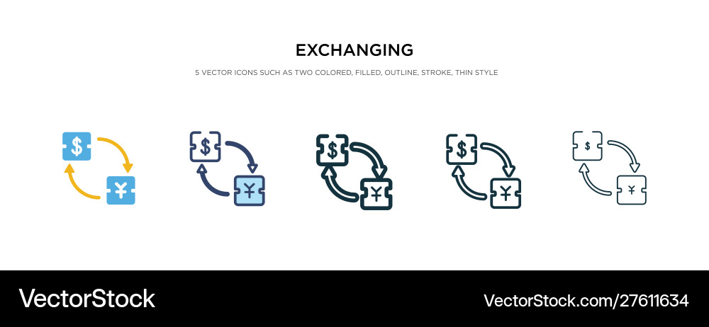 Exchanging icon in different style two colored vector image