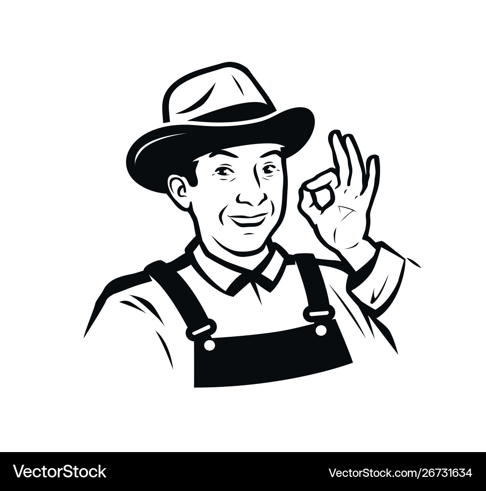 Farm Landwirtschaft Logo oder Label lustige Farmer Farm Landwirtschaft Logo oder Label lustige Farmer vektorbild