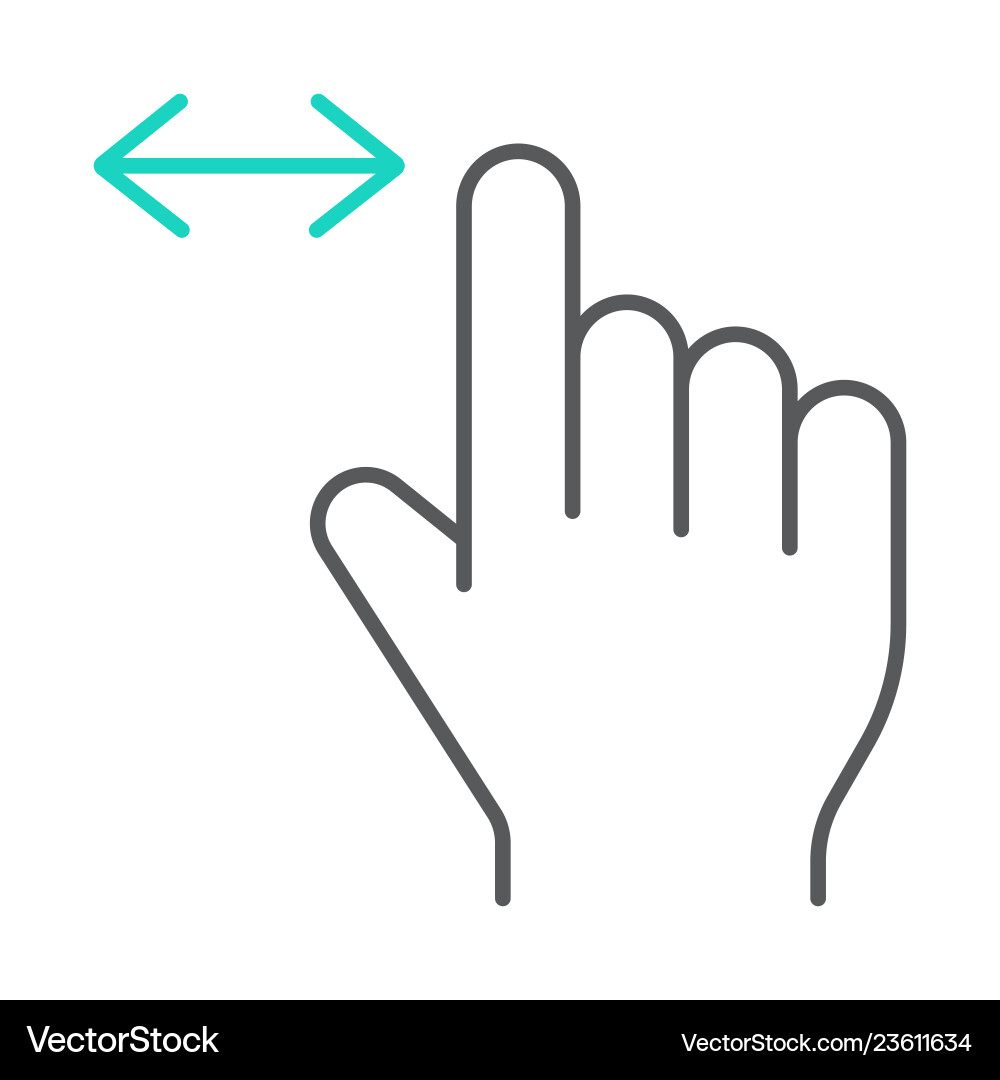 Horizontal scroll thin line icon finger Horizontal scroll thin line icon finger Vector Image