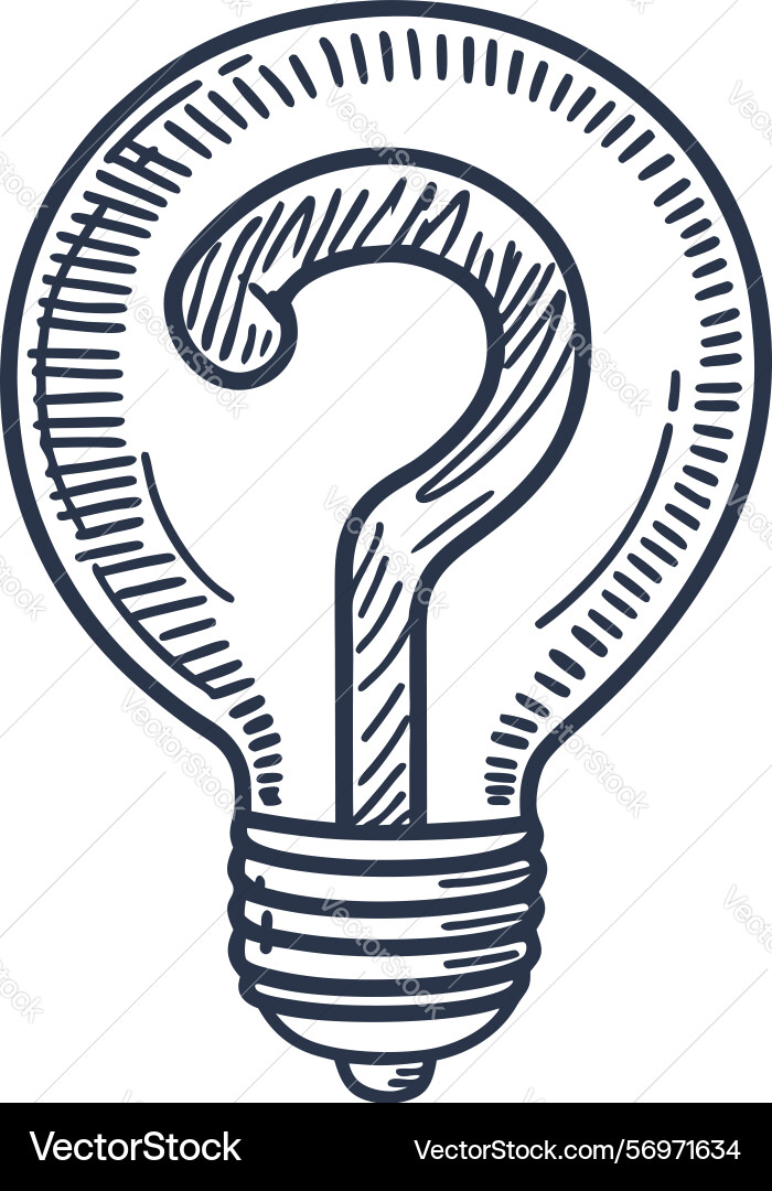 Lightbulb with question mark sketch innovative Lightbulb with question mark sketch innovative Vector Image