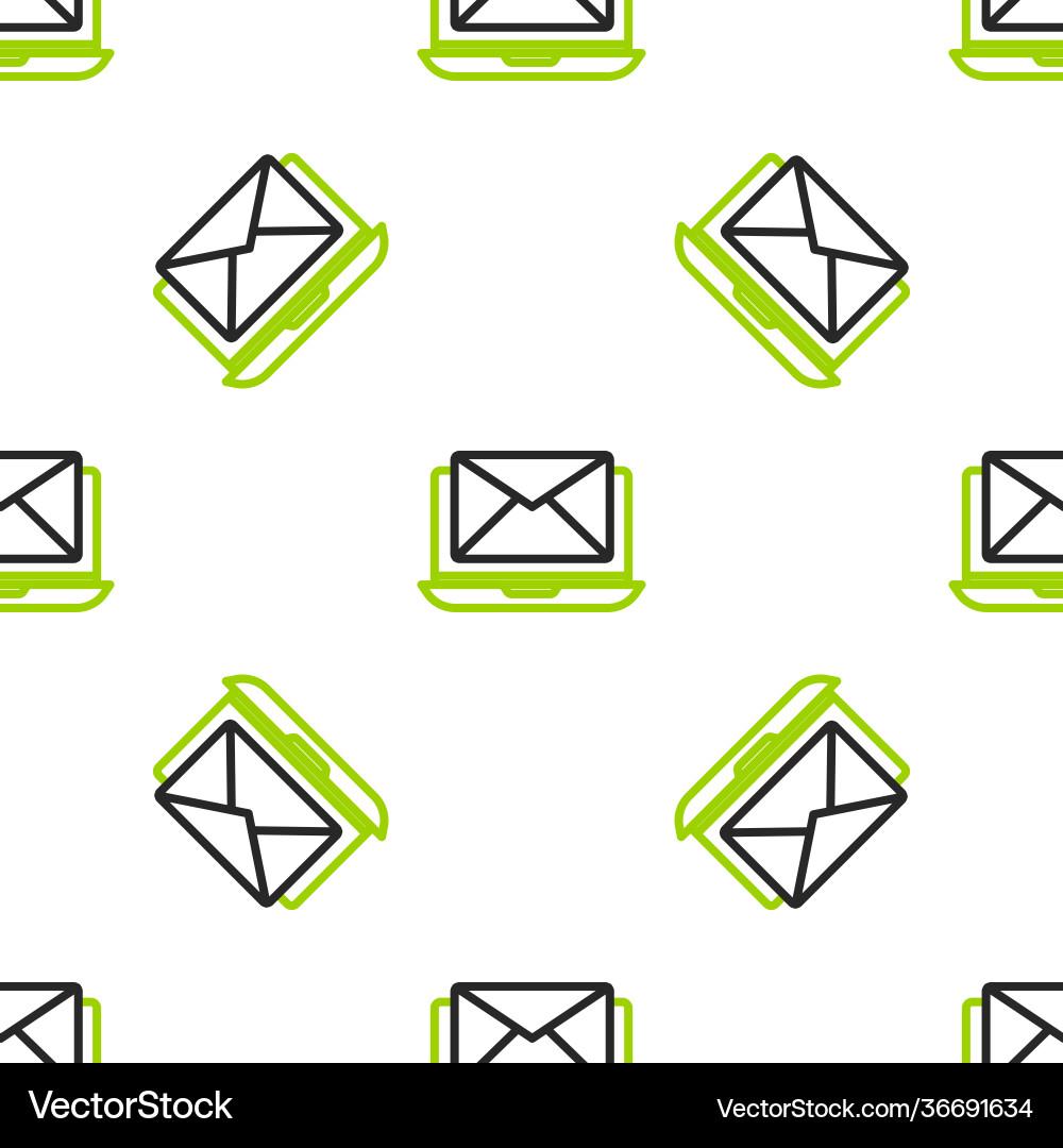 Line laptop with envelope and open email on screen Line laptop with envelope and open email on screen vector image