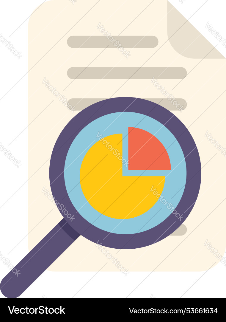 Magnifying glass examining pie chart data analysis Magnifying glass examining pie chart data analysis vector image
