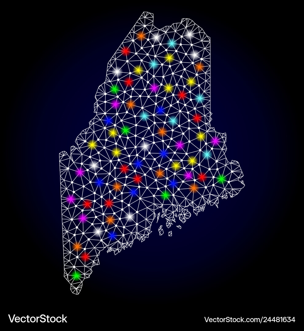 Mesh wire frame map of maine state with colorful Mesh wire frame map of maine state with colorful Vector Image