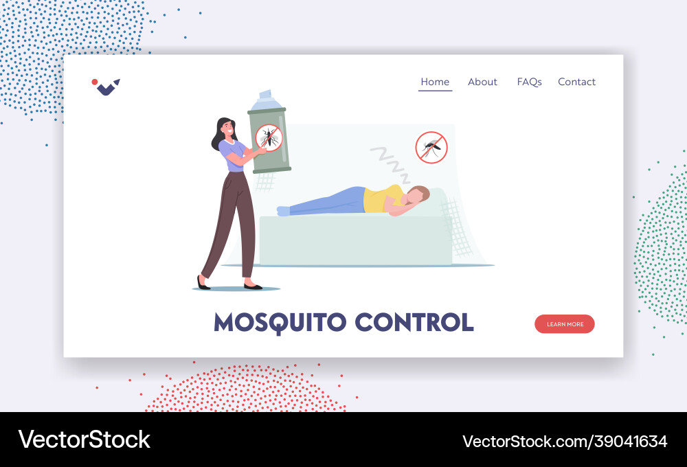 Mosquito control landing page template characters Vector Image