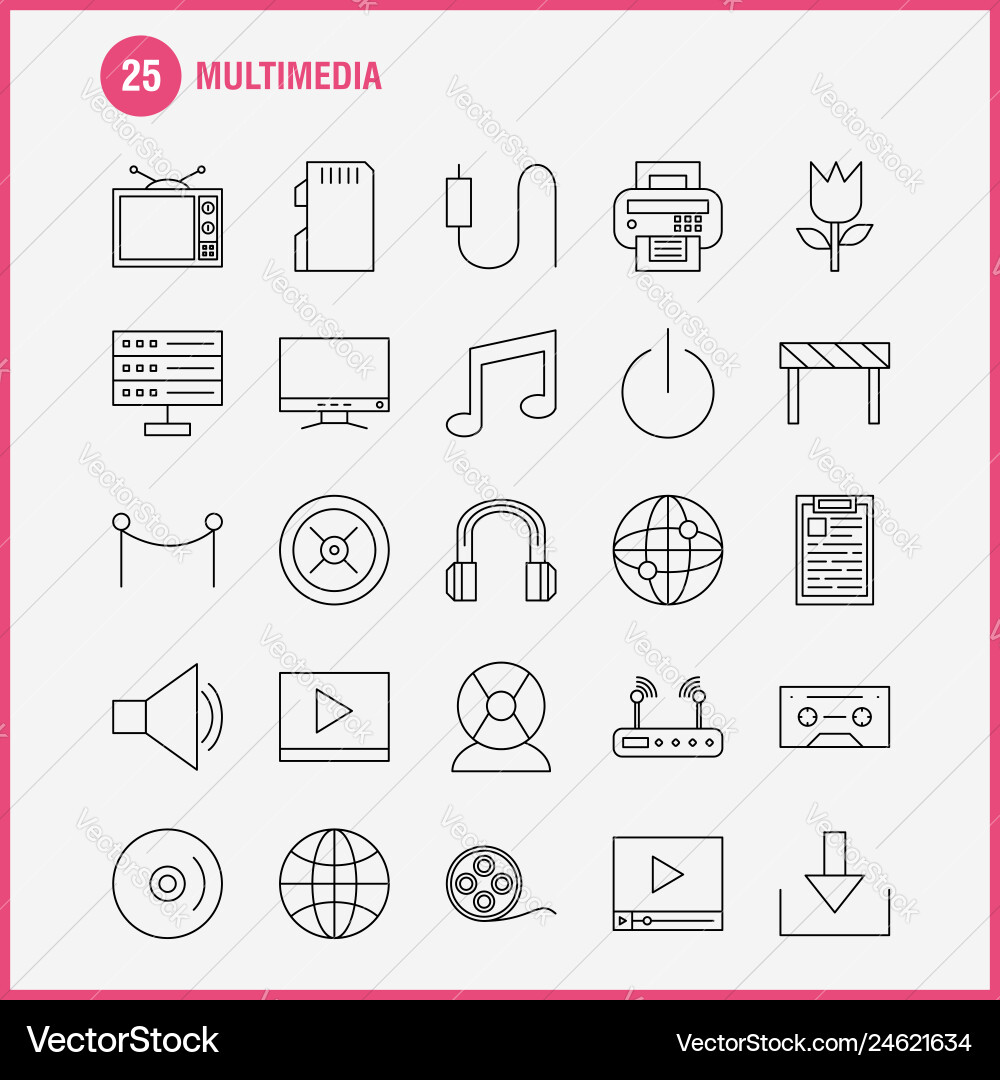 Multimedia line icon for web print and mobile Multimedia line icon for web print and mobile vector image