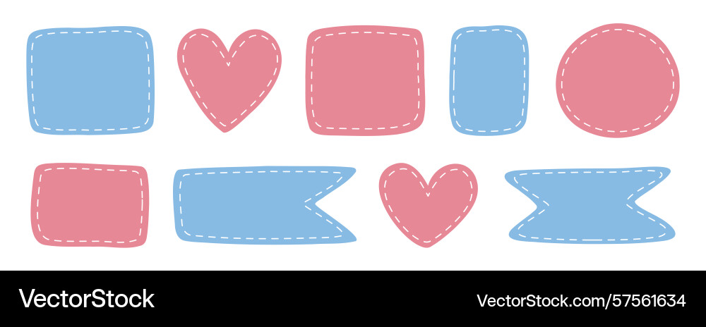 Patches different shapes with dotted line set vector image