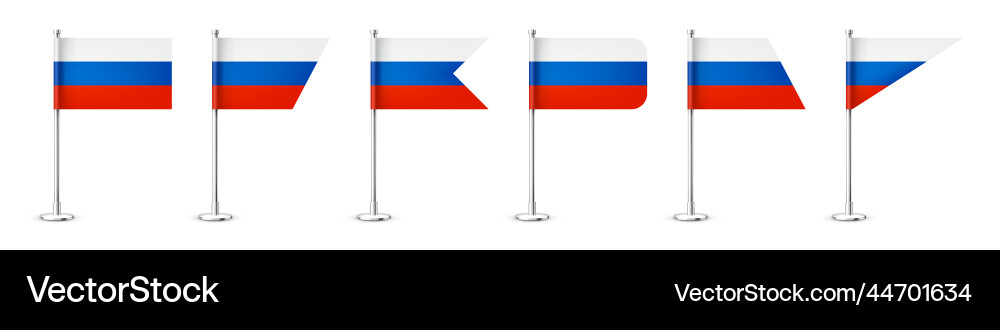 Realistic various russian table flags on a chrome Realistic various russian table flags on a chrome vector image