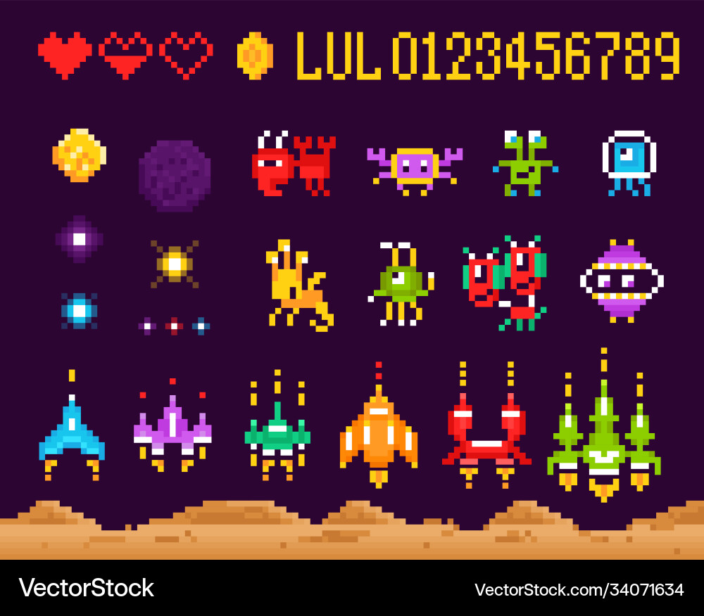 Retro computer game set vector image