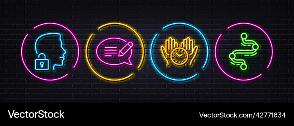 Safe time unlock system and message minimal line vector image