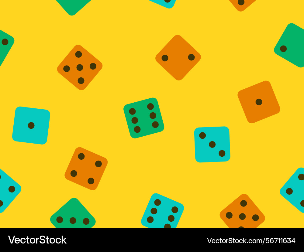 Seamless pattern of dice multicolored top Seamless pattern of dice multicolored top vector image
