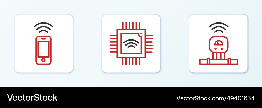 Set line smart sensor wireless smartphone Set line smart sensor wireless smartphone vector image