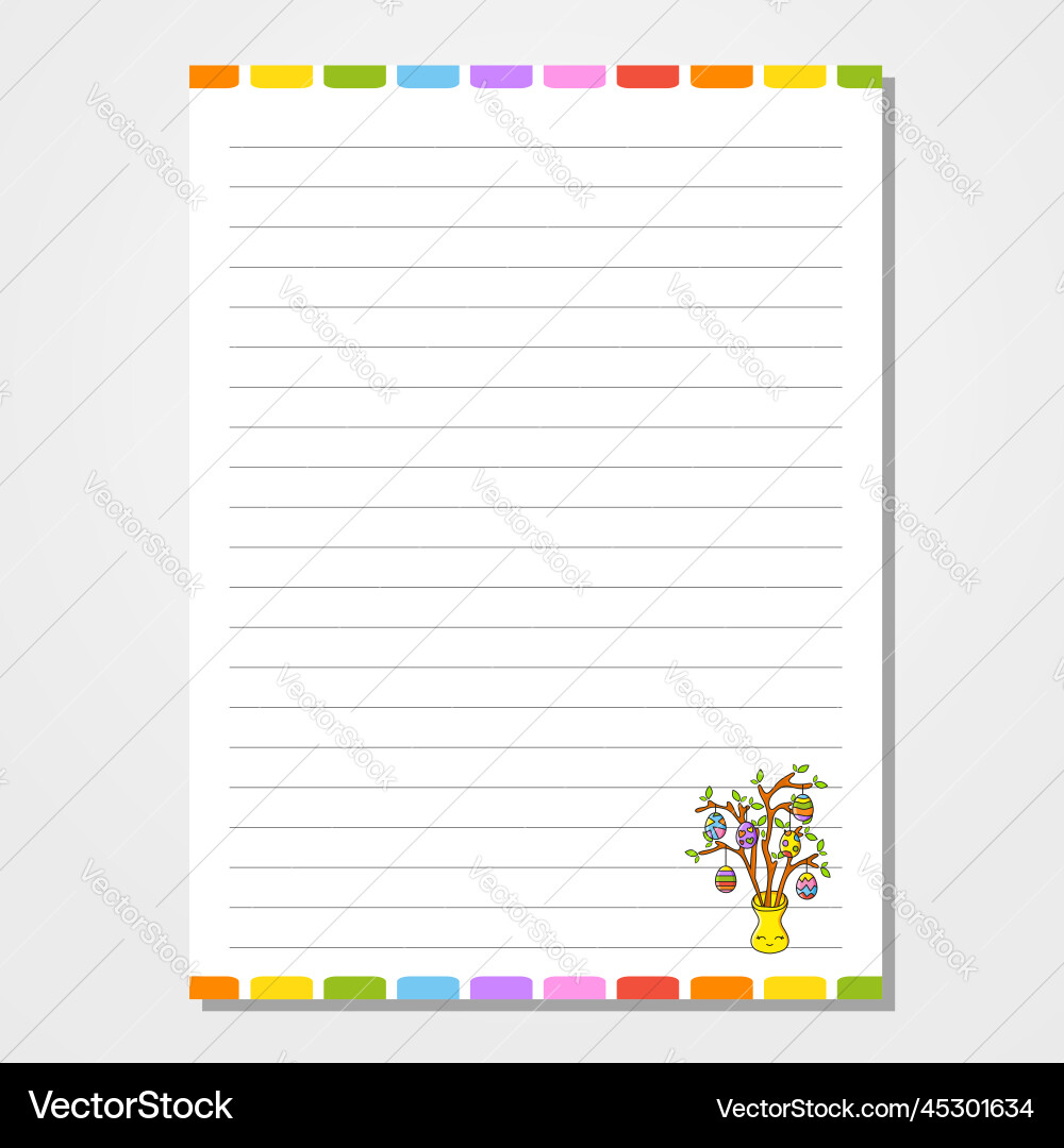 Sheet template for notebook notepad diary lined Sheet template for notebook notepad diary lined vector image