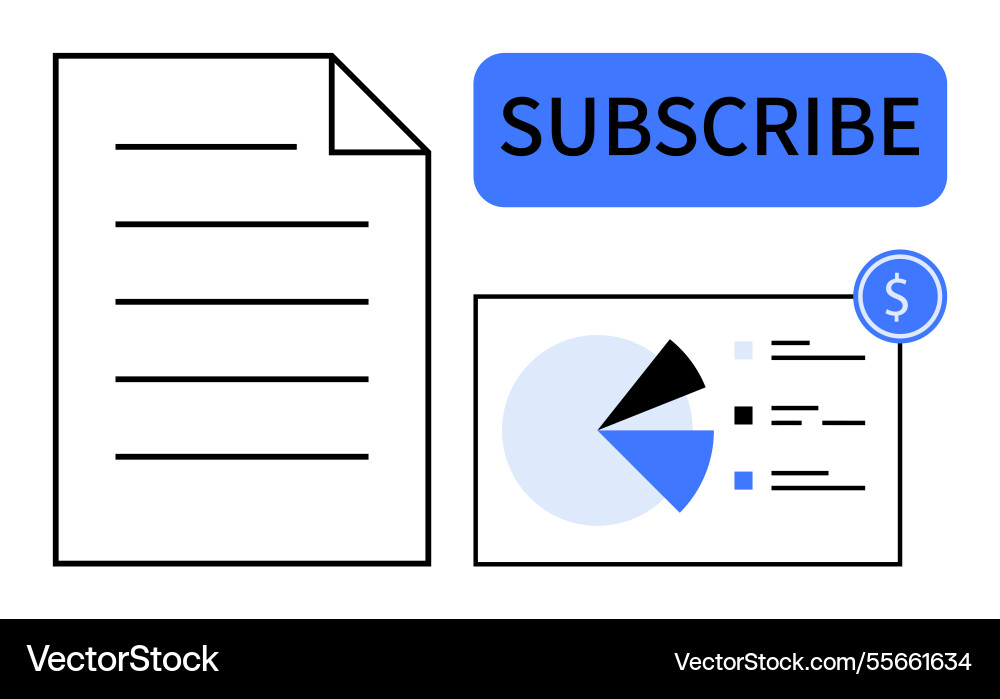 Subscription concept with document pie chart Subscription concept with document pie chart vector image