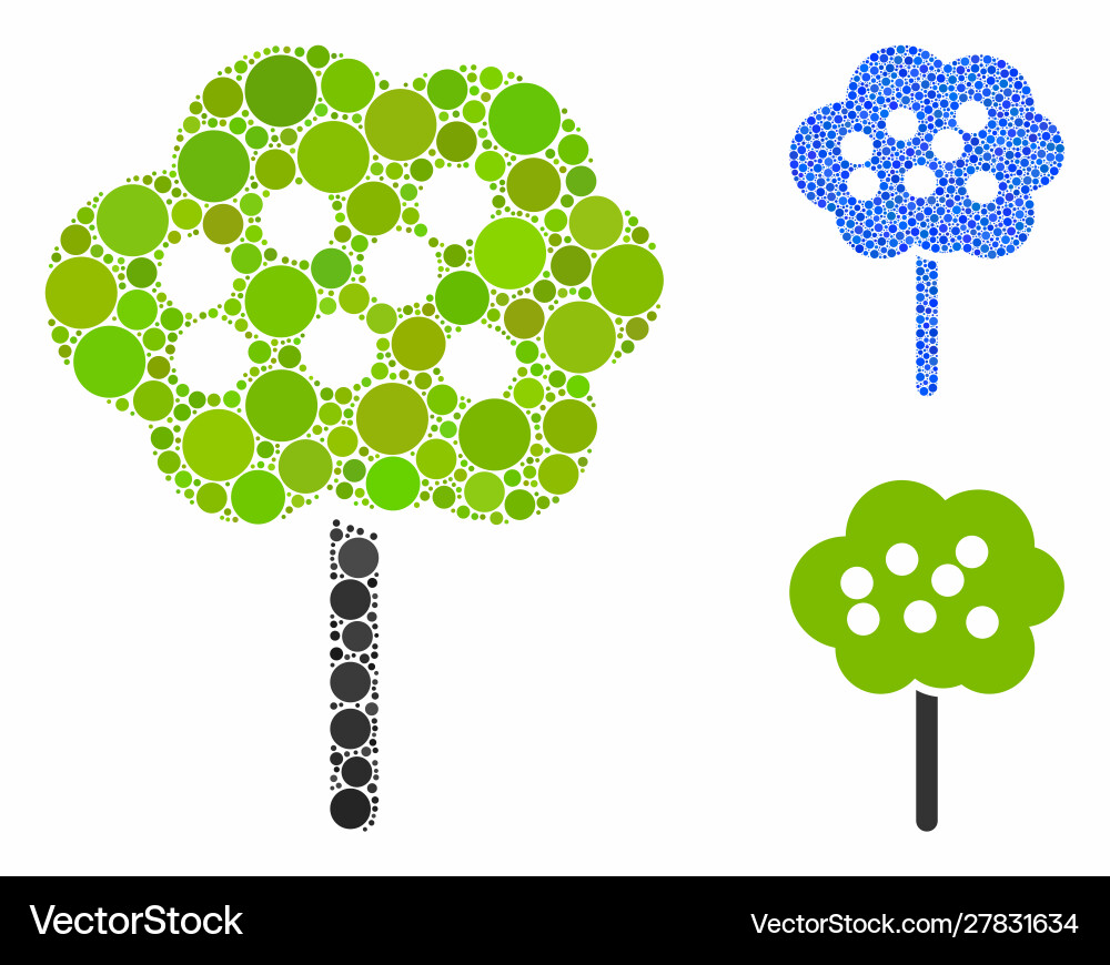 Tree mosaic icon spheric items Tree mosaic icon spheric items vector image