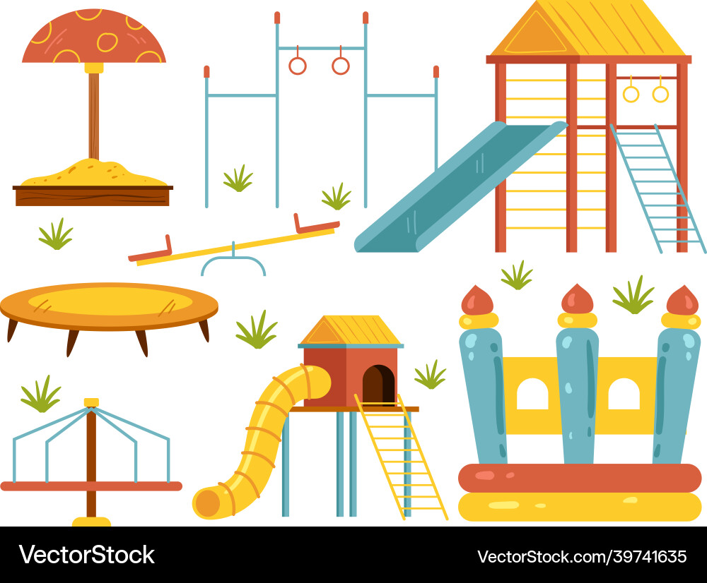 Children playground isolated design element set Children playground isolated design element set vector image