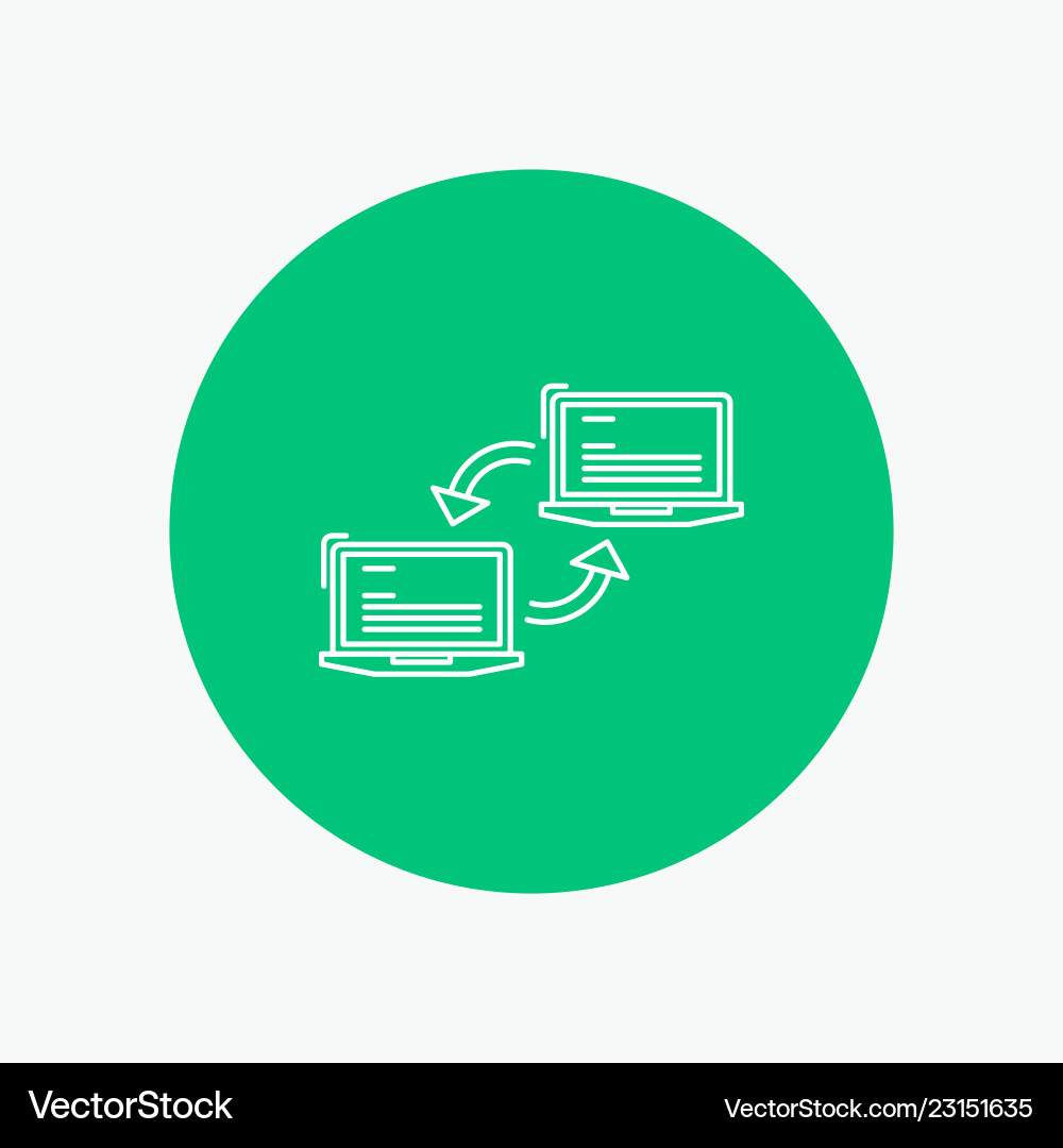 Computer connection link network sync white line Computer connection link network sync white line Vector Image