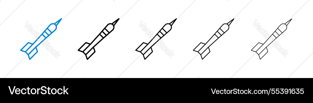 Dart icons in five different stroke sizes Vector Image