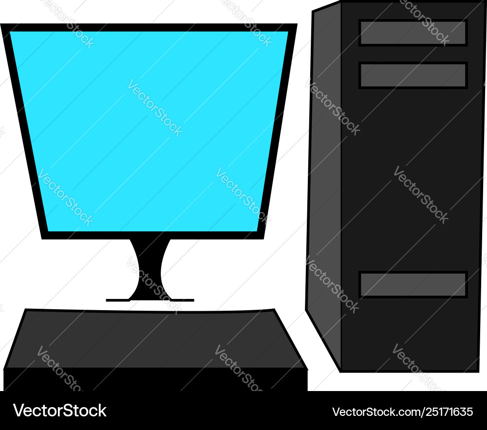 Desktop computer vector image