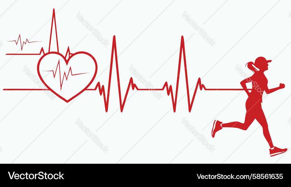 Dynamic Heartbeat Running Line Art Vector Image