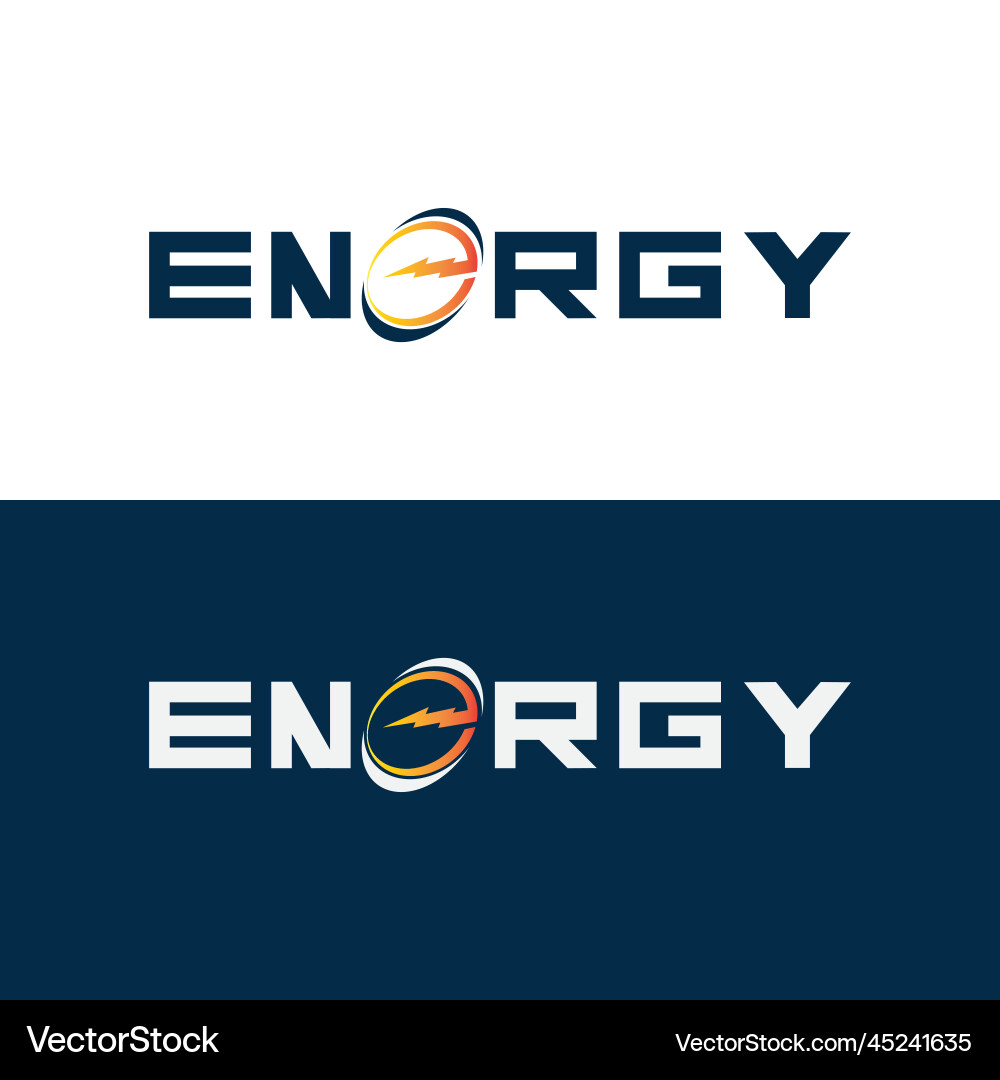 Energy text font dynamic logo with lightning Energy text font dynamic logo with lightning Vector Image