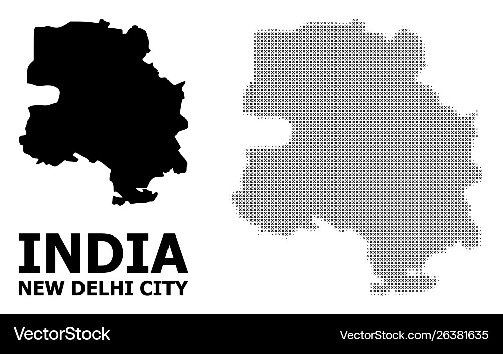Halftone pattern and solid map new delhi vector image