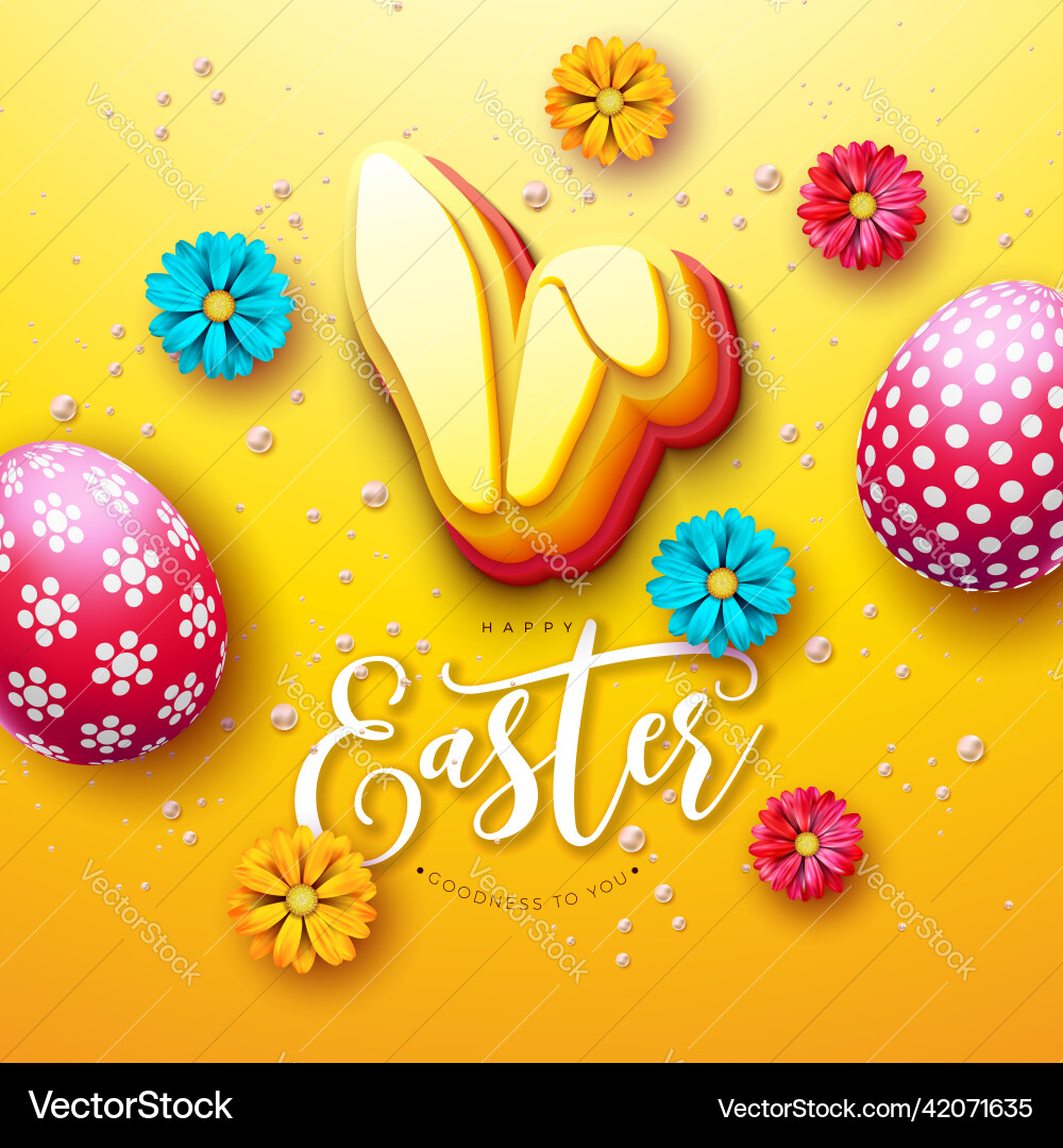 Happy easter with painted egg spring Happy easter with painted egg spring vector image
