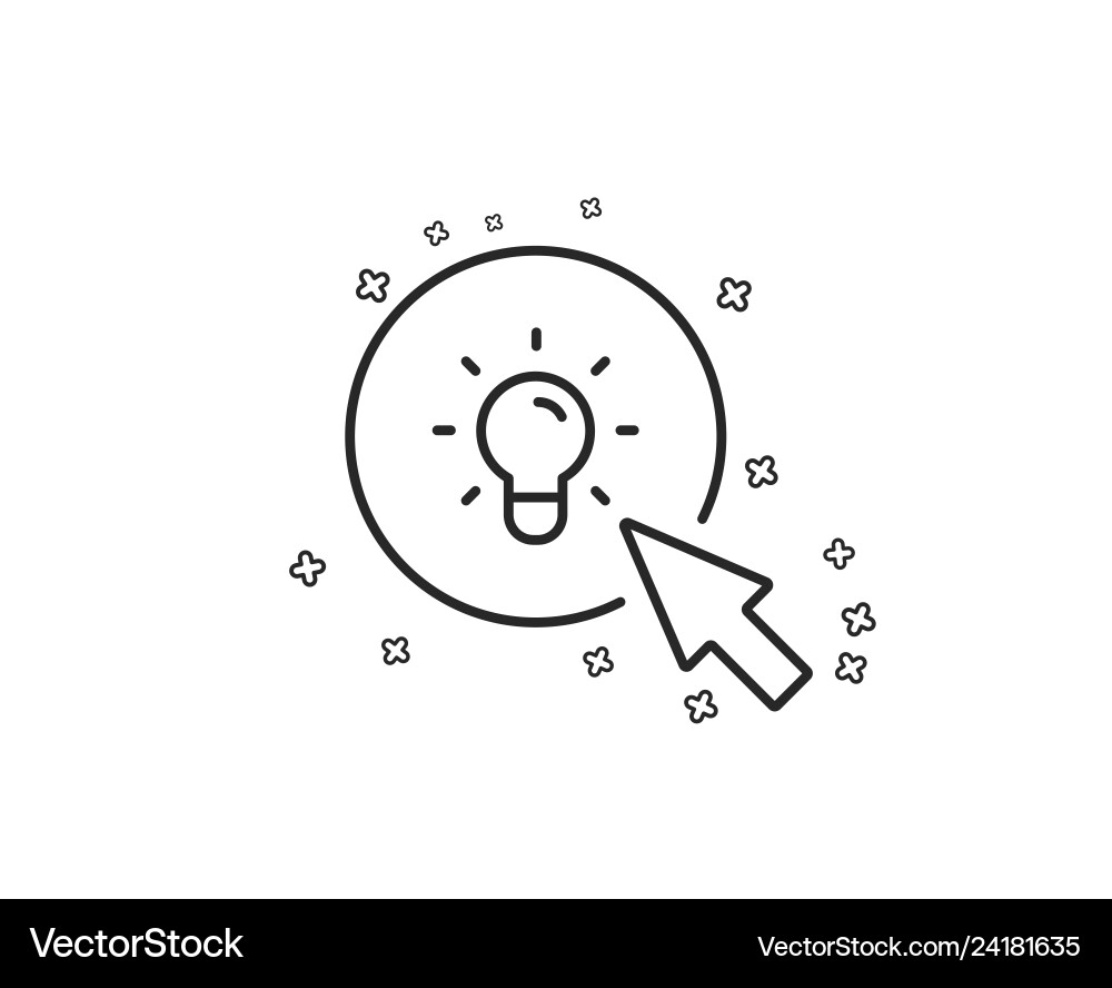 Idea lamp line icon mouse cursor sign light bulb vector image