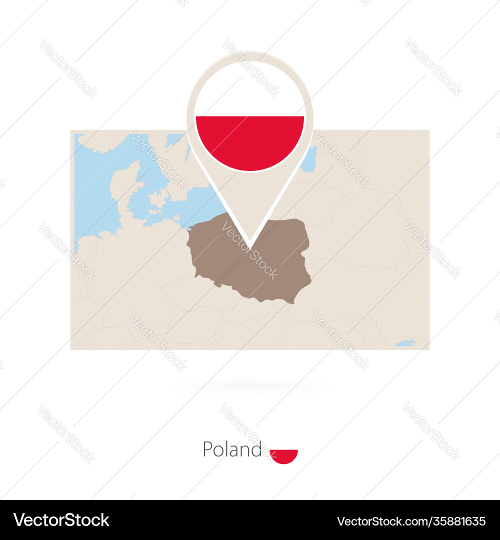 Rectangular map poland with pin icon Rectangular map poland with pin icon vector image