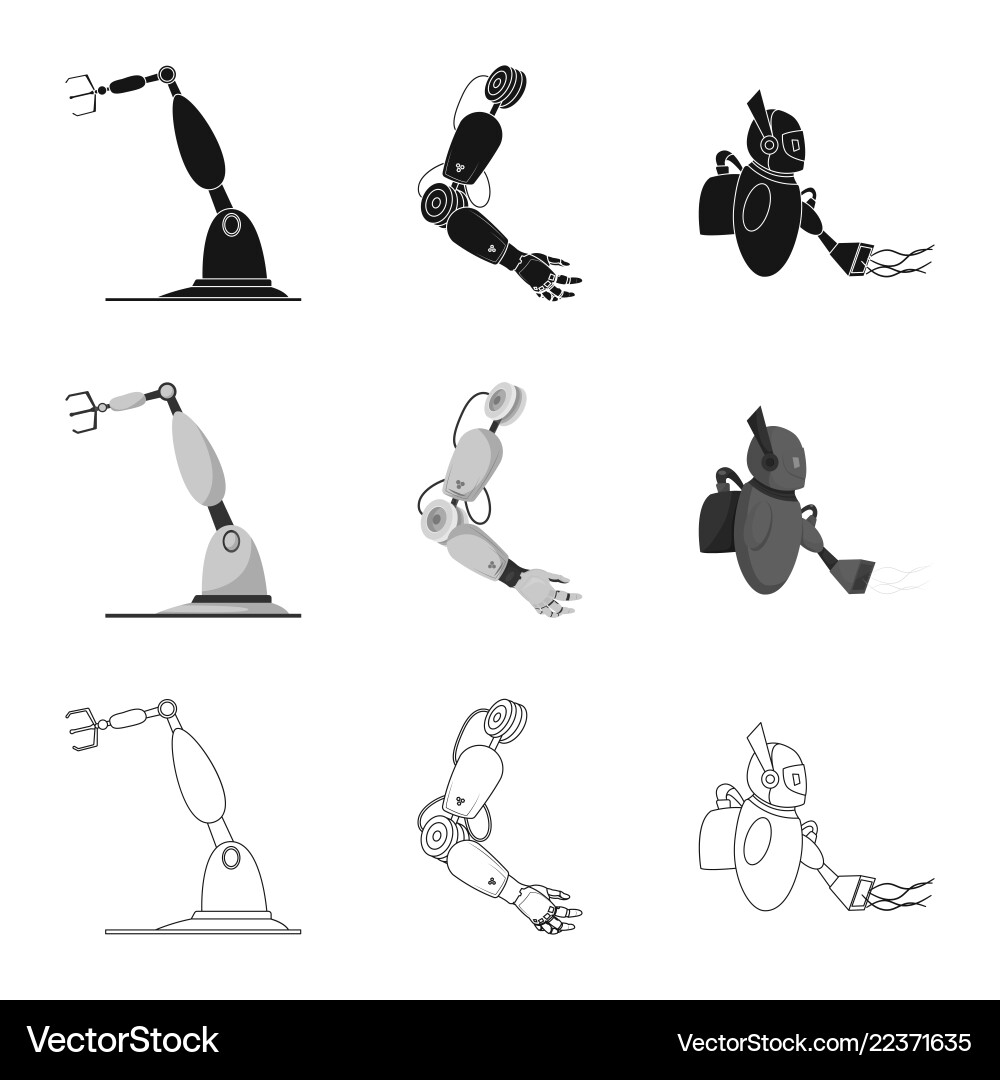 Robot and factory icon set Robot and factory icon set vector image